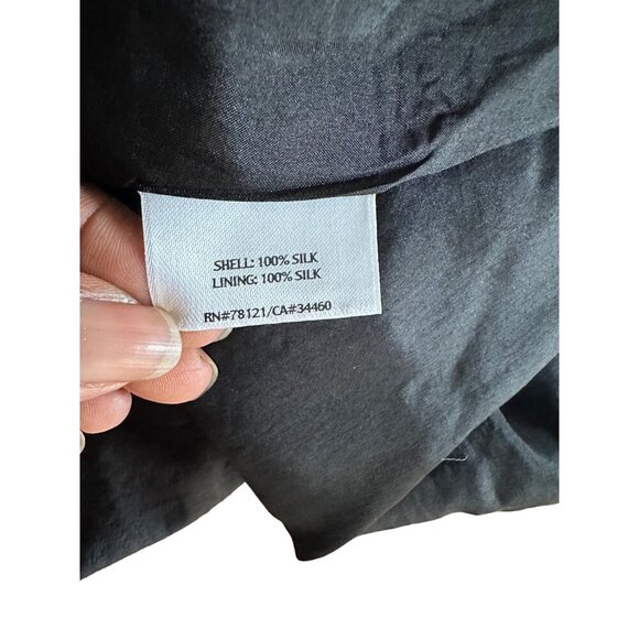 Eileen Fisher Embroidered !00% Silk Open Front Blazer Jacket Size L Quiet Luxury - Picture 3 of 13